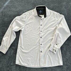 Tom Baine Men's XL Slim Fit White Dress Shirt Performance Stretch Button Up